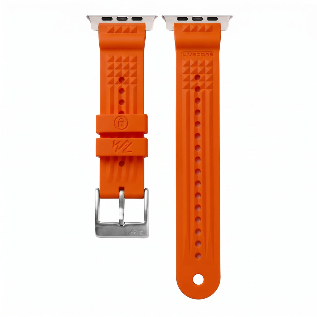 Divecore - HNBR Rubber - WFL Professional Diving Watch Strap - For Apple Watch ULTRA - Orange - BluShark Straps