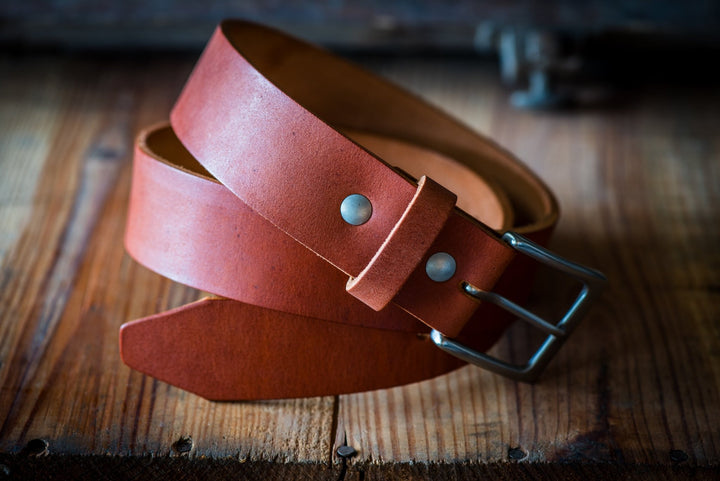 Horween Leather Belt – Handmade in USA – Tan - BluShark Straps