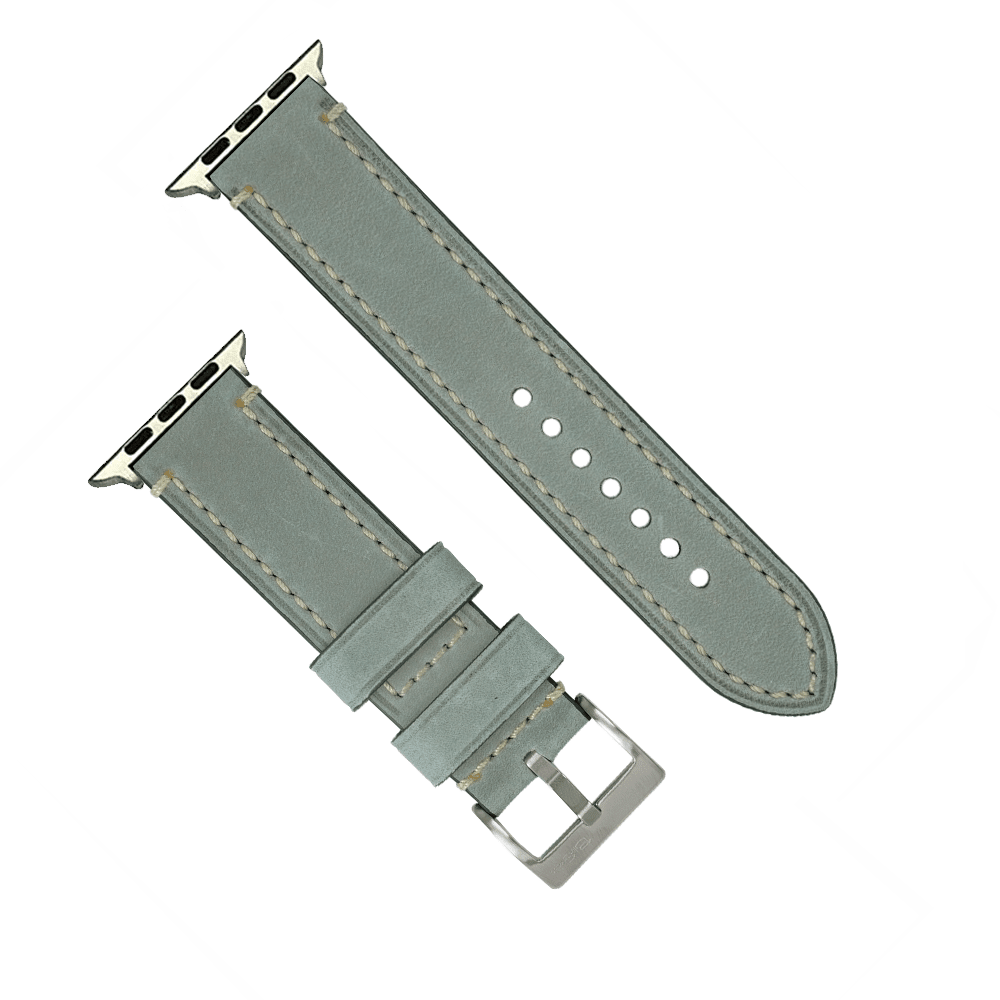 Leather Border Stitch Band - For Apple Watch - Smoke Gray - BluShark Straps