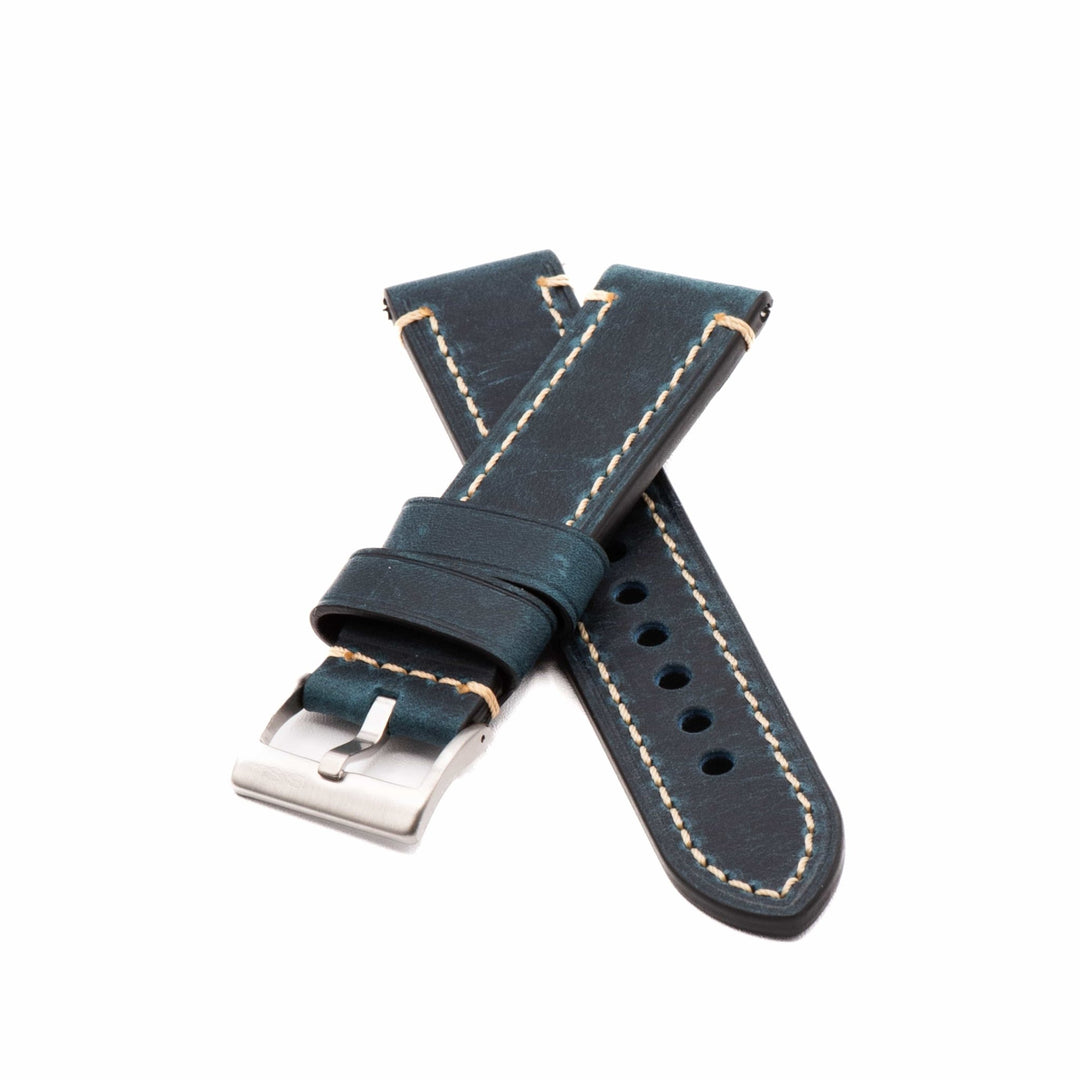 Leather - Border Stitch Blue Jeans - BluShark Straps