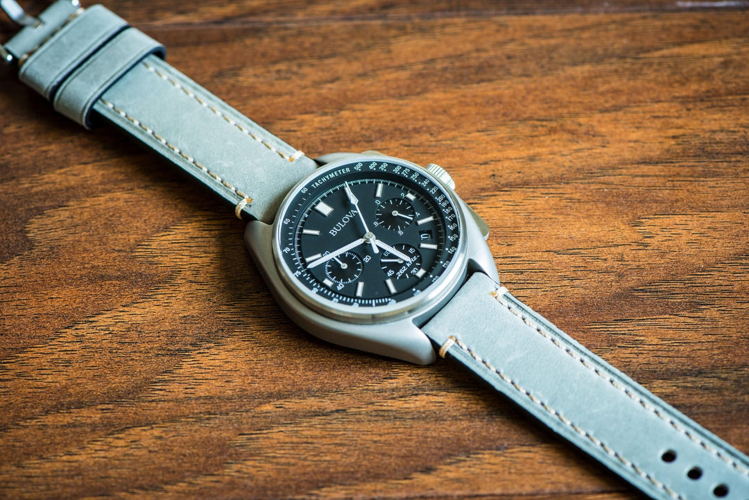 Leather - Border Stitch Smoke Gray - BluShark Straps