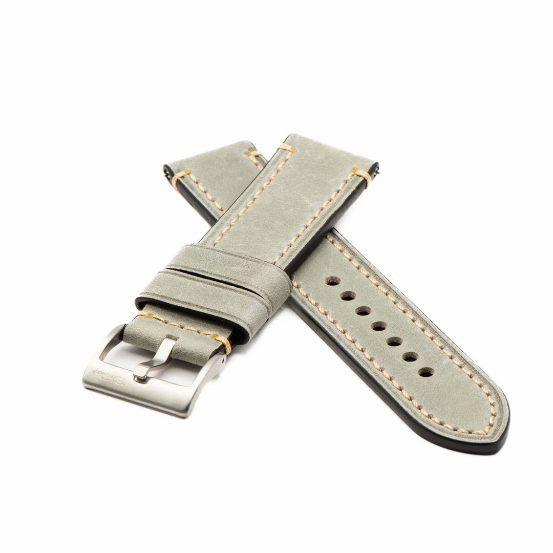 Leather - Border Stitch Smoke Gray - BluShark Straps