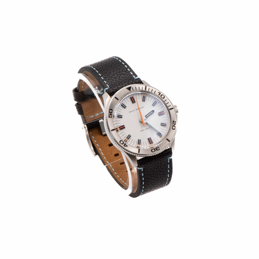 Leather - Contrast Stitch Black with Light Blue - BluShark Straps