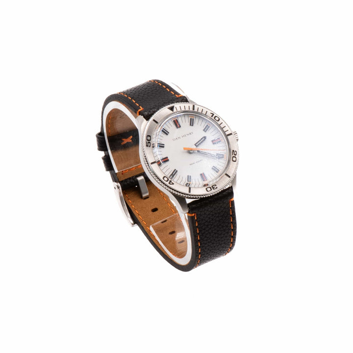 Leather - Contrast Stitch Black with Orange - BluShark Straps