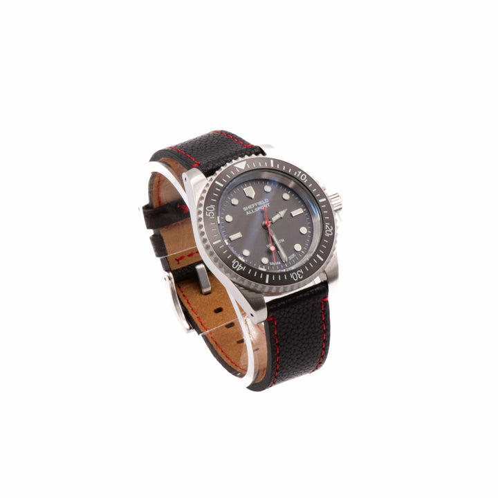 Leather - Contrast Stitch Black with Red - BluShark Straps
