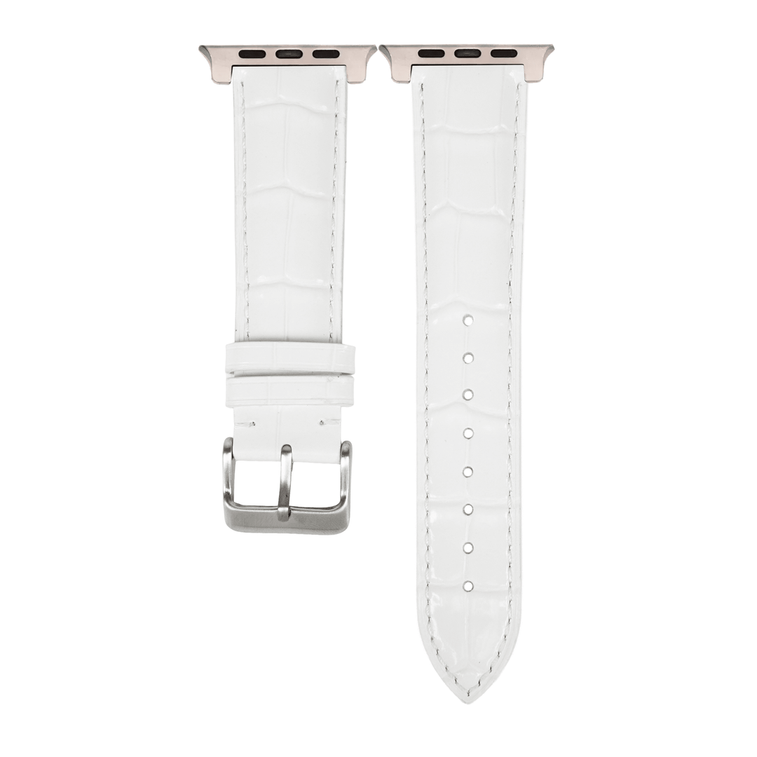 Leather Crocodile Grain Band - For Apple Watch ULTRA - Rice White - BluShark Straps