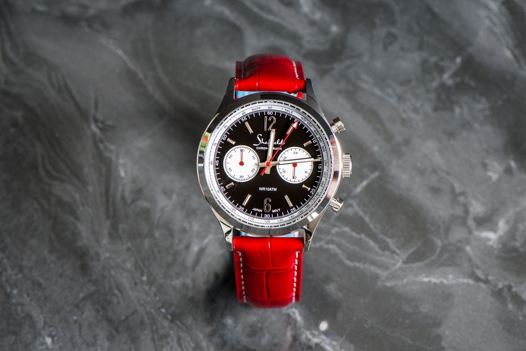 Leather Quick Release Band │ Cherry Red Crocodile Grain Watch
