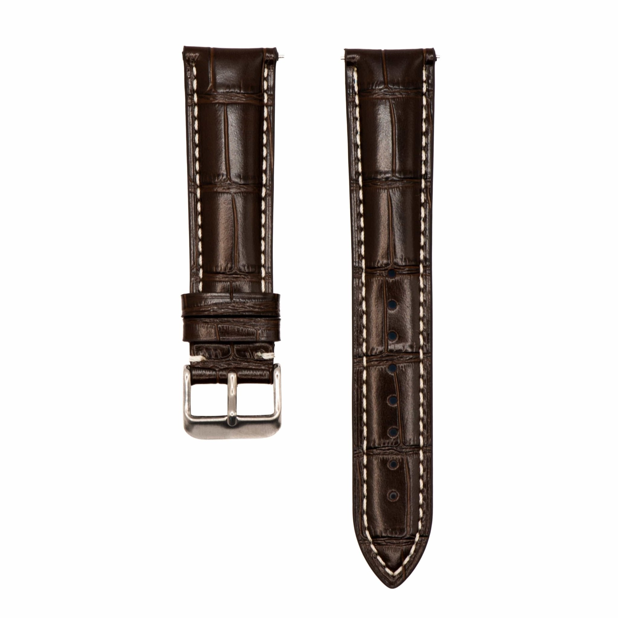 Leather Quick Release Band Licorice Black Crocodile Grain Watch