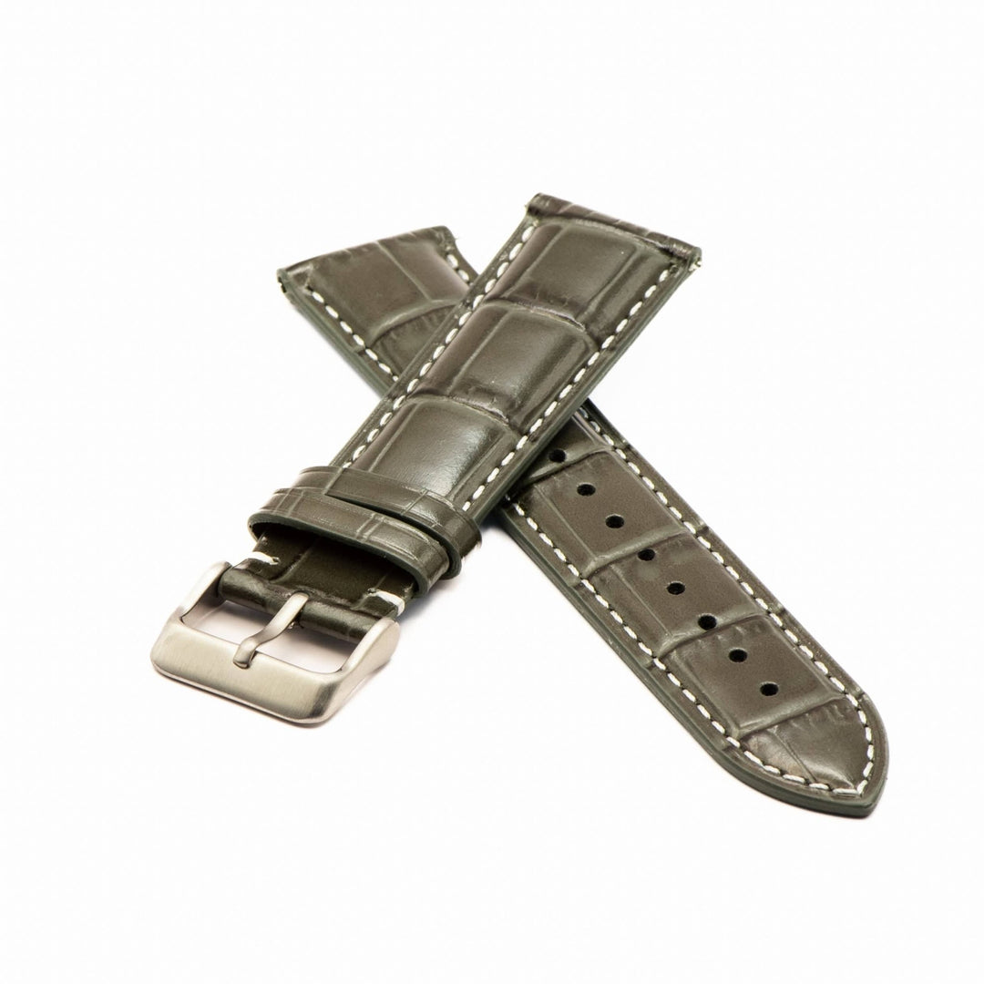 Leather - Crocodile Grain - Earl Gray - BluShark Straps