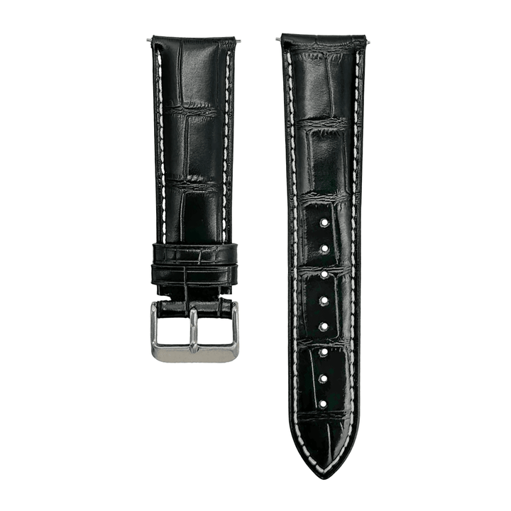 Leather - Crocodile Grain - Licorice Black - BluShark Straps