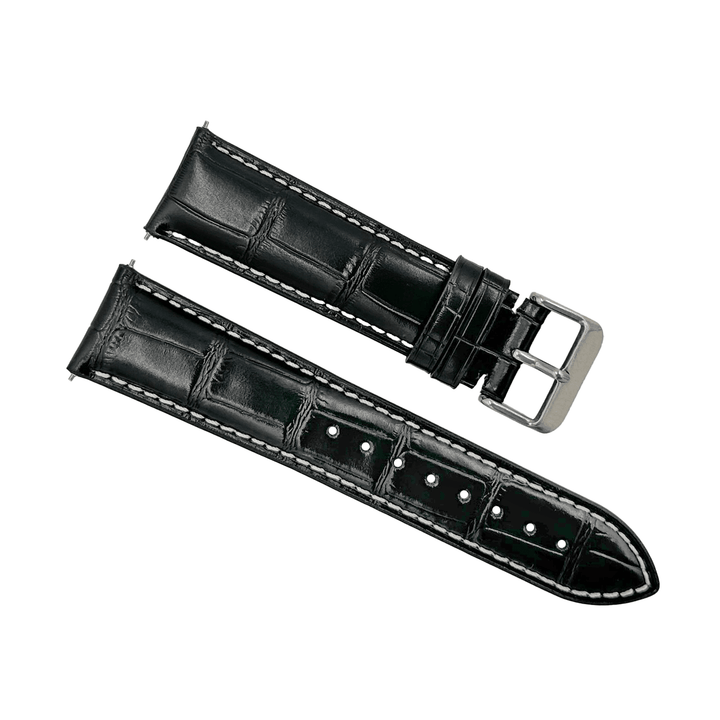 Leather - Crocodile Grain - Licorice Black - BluShark Straps
