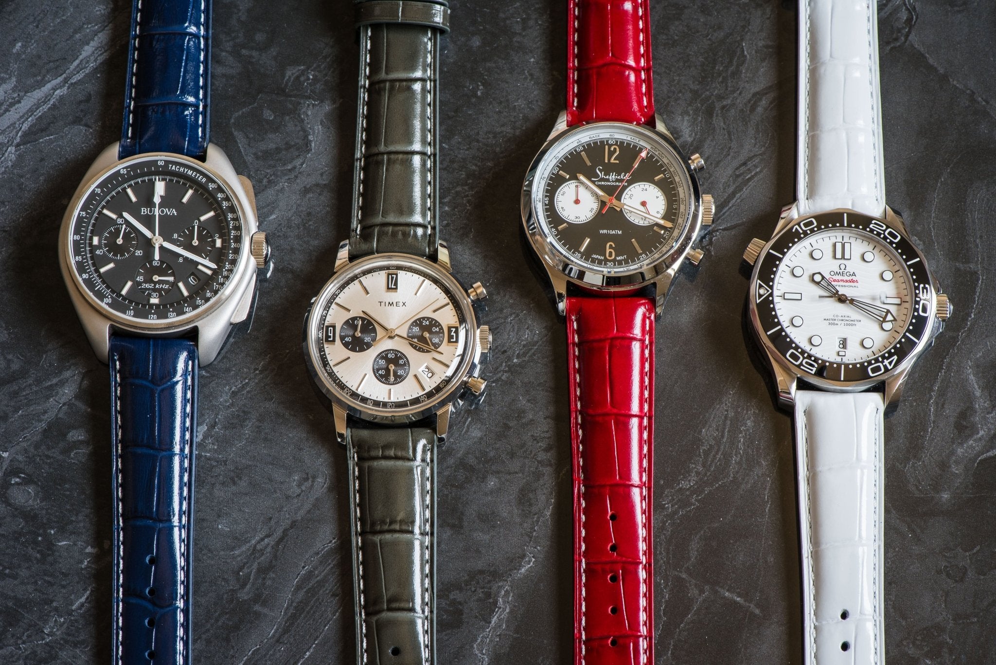 Leather Quick Release Band │ Cherry Red Crocodile Grain Watch