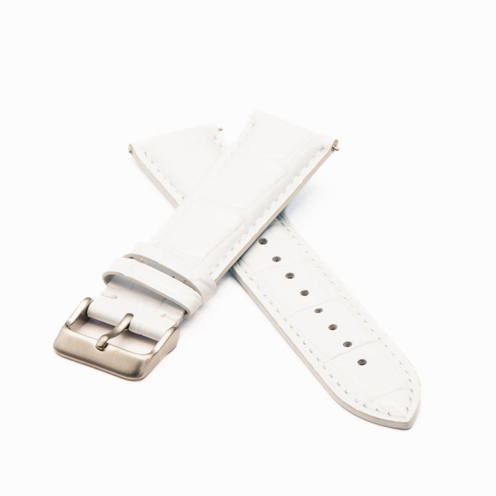 Leather - Crocodile Grain - Rice White - BluShark Straps