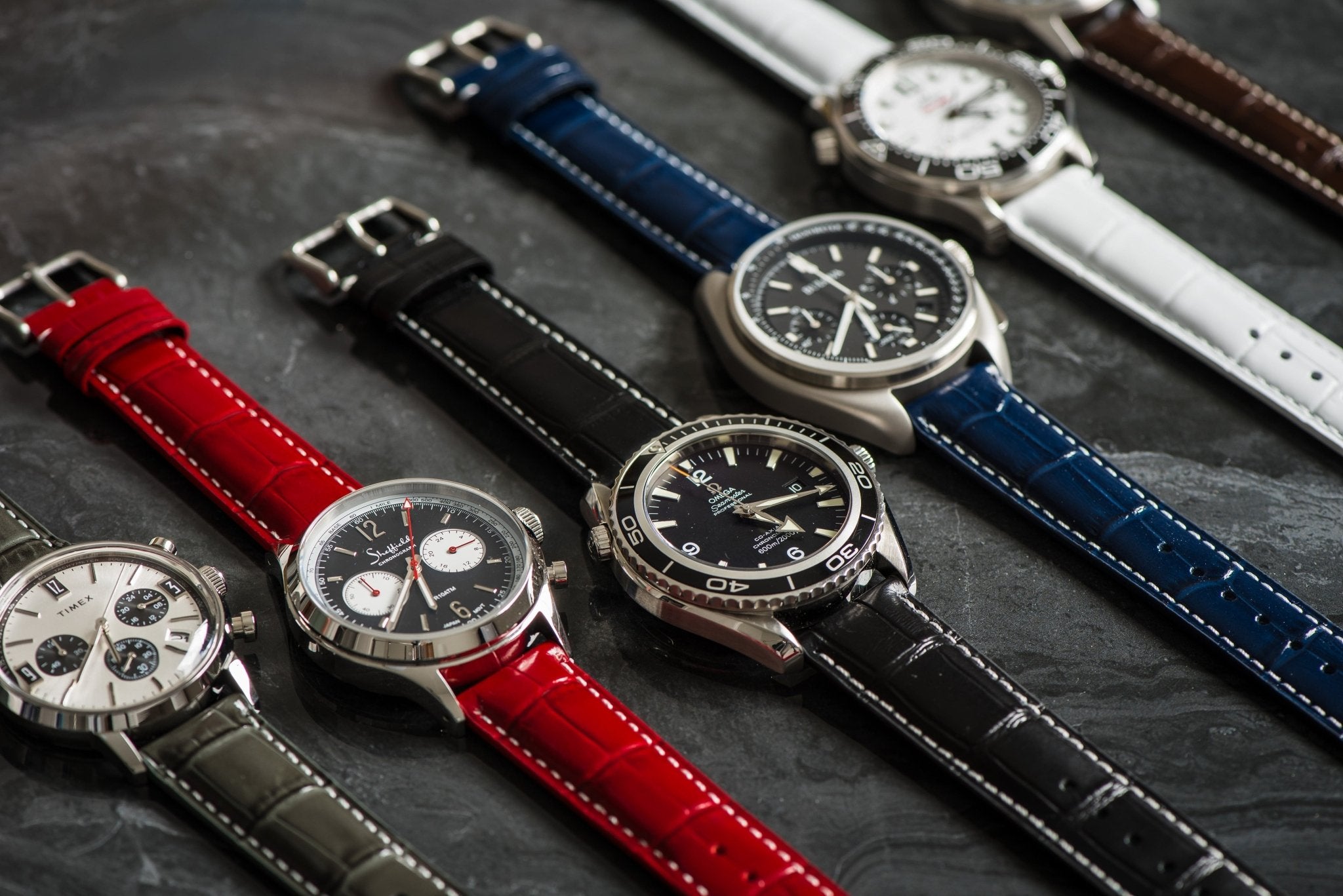 Leather Quick Release Band │ Cherry Red Crocodile Grain Watch