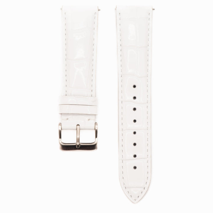 Leather - Crocodile Grain - Rice White - BluShark Straps