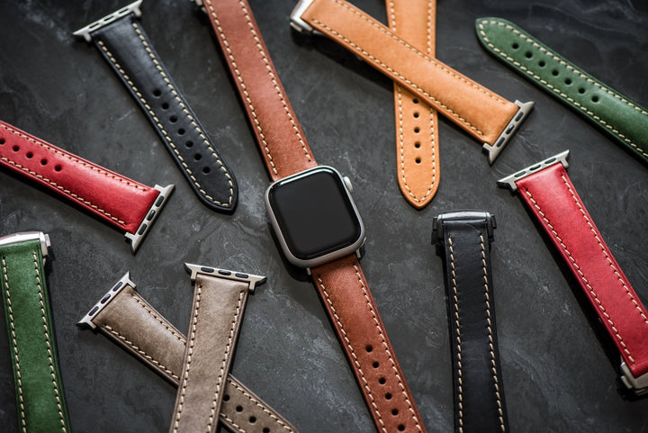 Leather Deploy Band - For Apple Watch - Amber - BluShark Straps