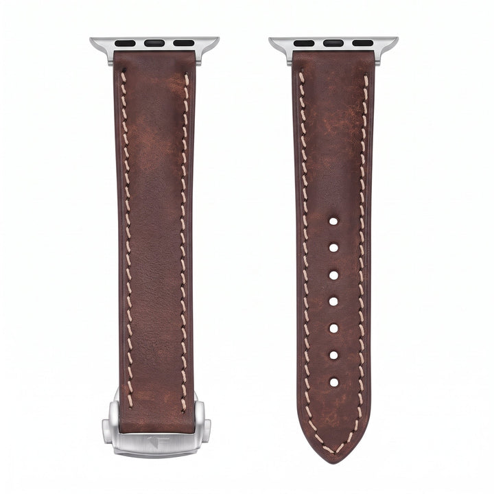 Leather Deploy Band - For Apple Watch - Bronzite - BluShark Straps