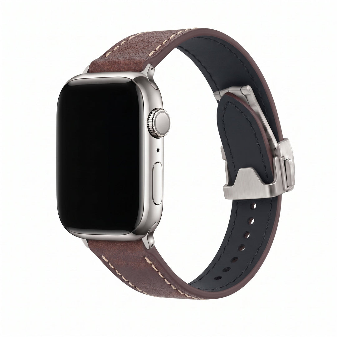 Leather Deploy Band - For Apple Watch - Bronzite - BluShark Straps