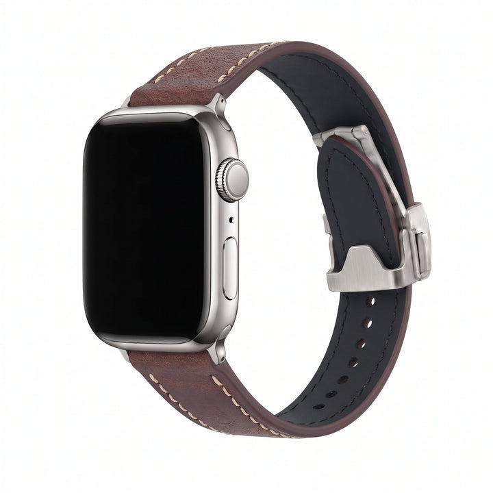 Leather Deploy Band - For Apple Watch - Bronzite - BluShark Straps