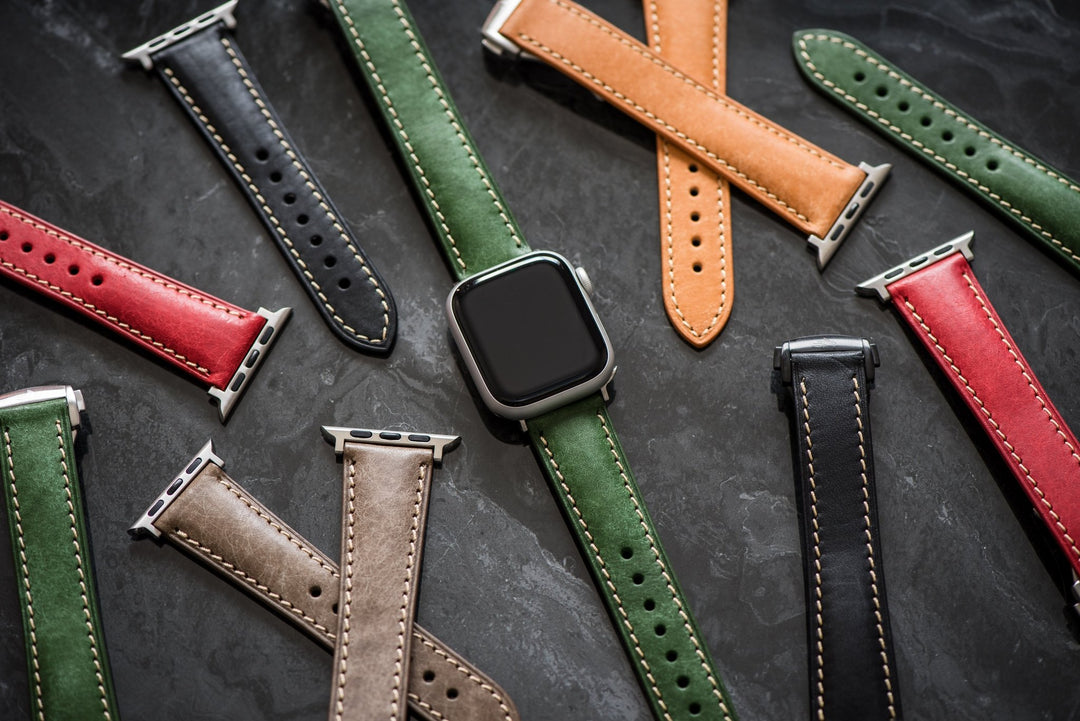 Leather Deploy Band - For Apple Watch - Jade - BluShark Straps