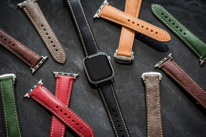 Leather Deploy Band - For Apple Watch - Onyx - BluShark Straps