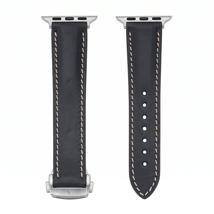 Leather Deploy Band - For Apple Watch - Onyx - BluShark Straps