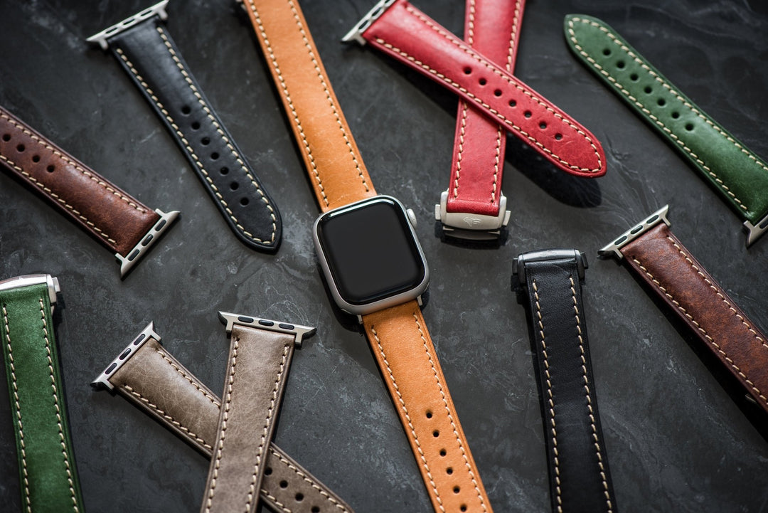 Leather Deploy Band - For Apple Watch - Sandstone - BluShark Straps
