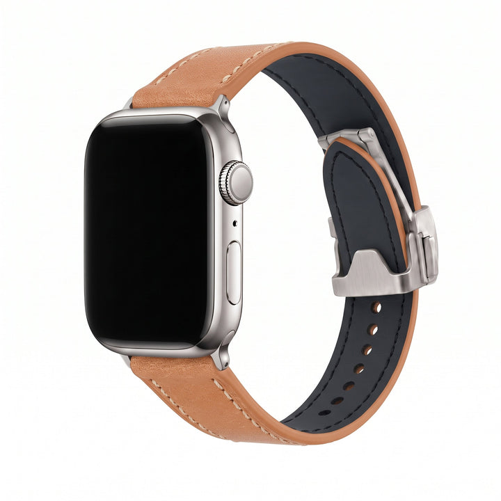 Leather Deploy Band - For Apple Watch - Sandstone - BluShark Straps