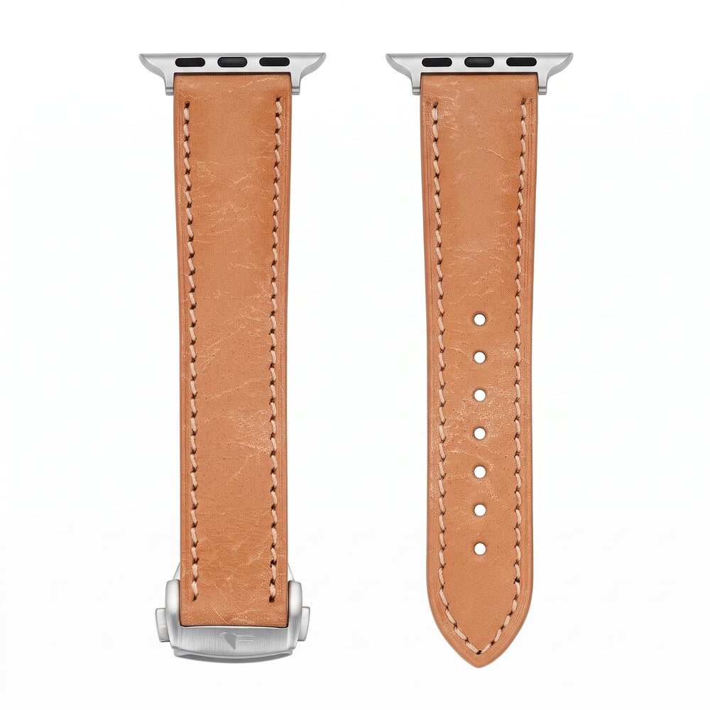 Leather Deploy Band - For Apple Watch - Sandstone - BluShark Straps