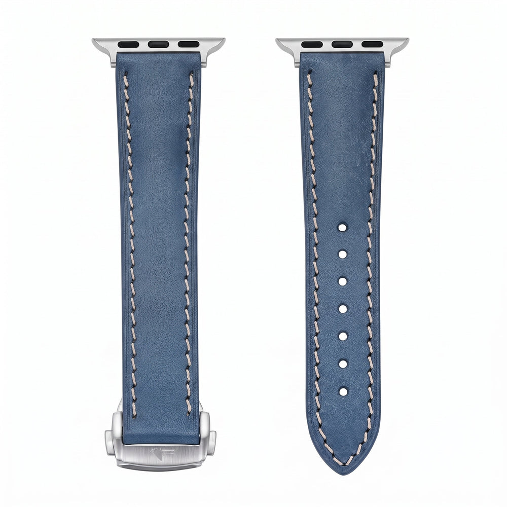 Leather Deploy Band - For Apple Watch - Sapphire - BluShark Straps
