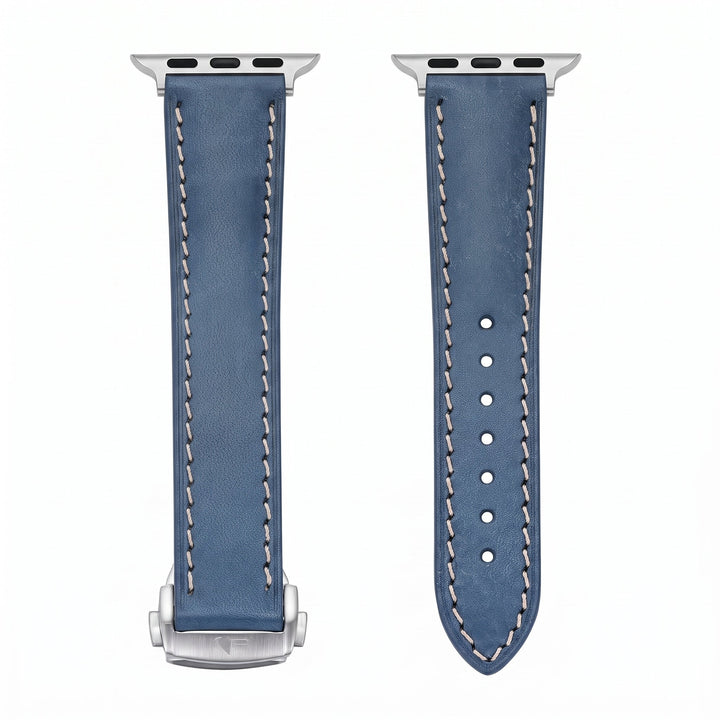 Leather Deploy Band - For Apple Watch - Sapphire - BluShark Straps