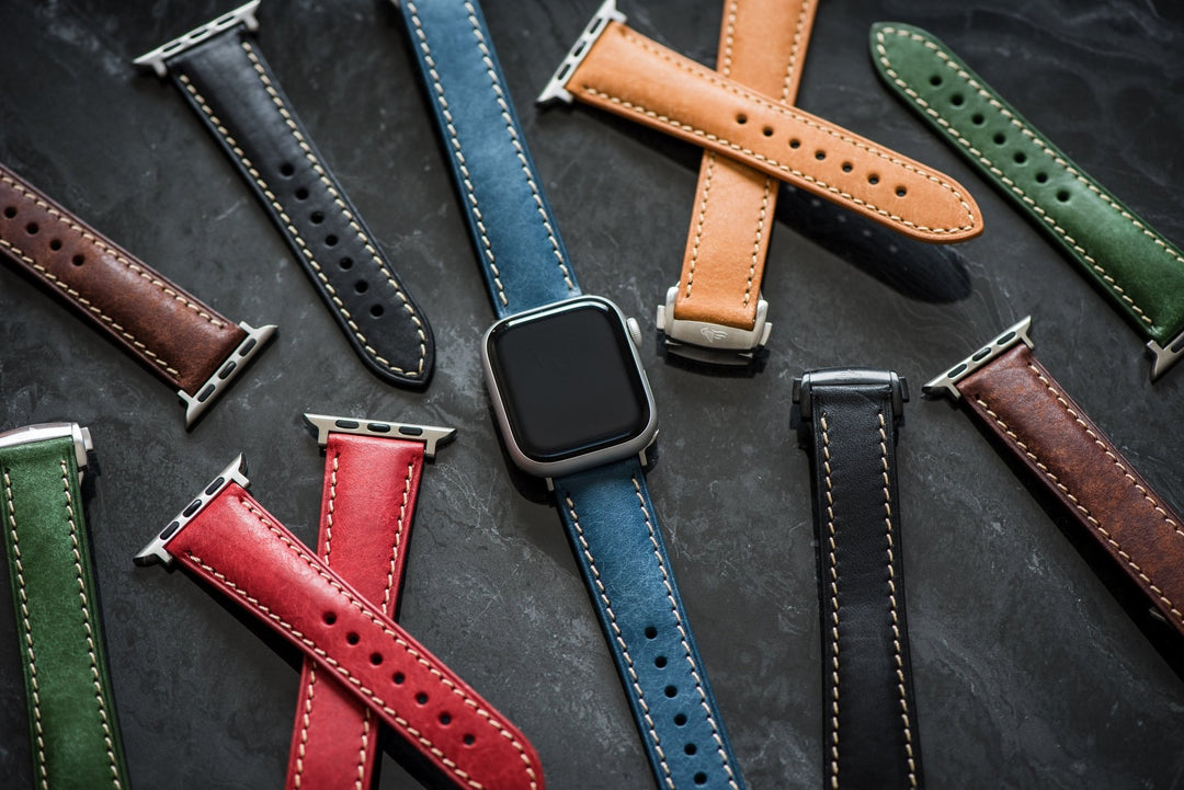 Leather Deploy Band - For Apple Watch - Sapphire - BluShark Straps