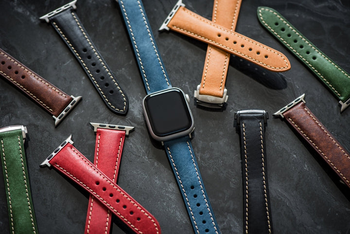 Leather Deploy Band - For Apple Watch - Sapphire - BluShark Straps