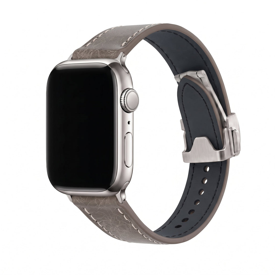 Leather Deploy Band - For Apple Watch - Slate - BluShark Straps