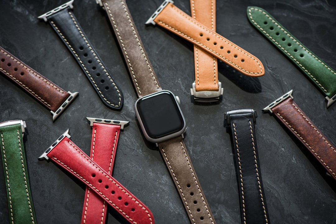 Leather Deploy Band - For Apple Watch - Slate - BluShark Straps