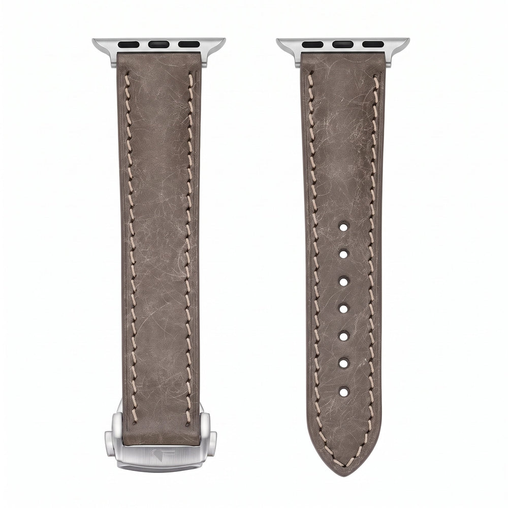 Leather Deploy Band - For Apple Watch - Slate - BluShark Straps