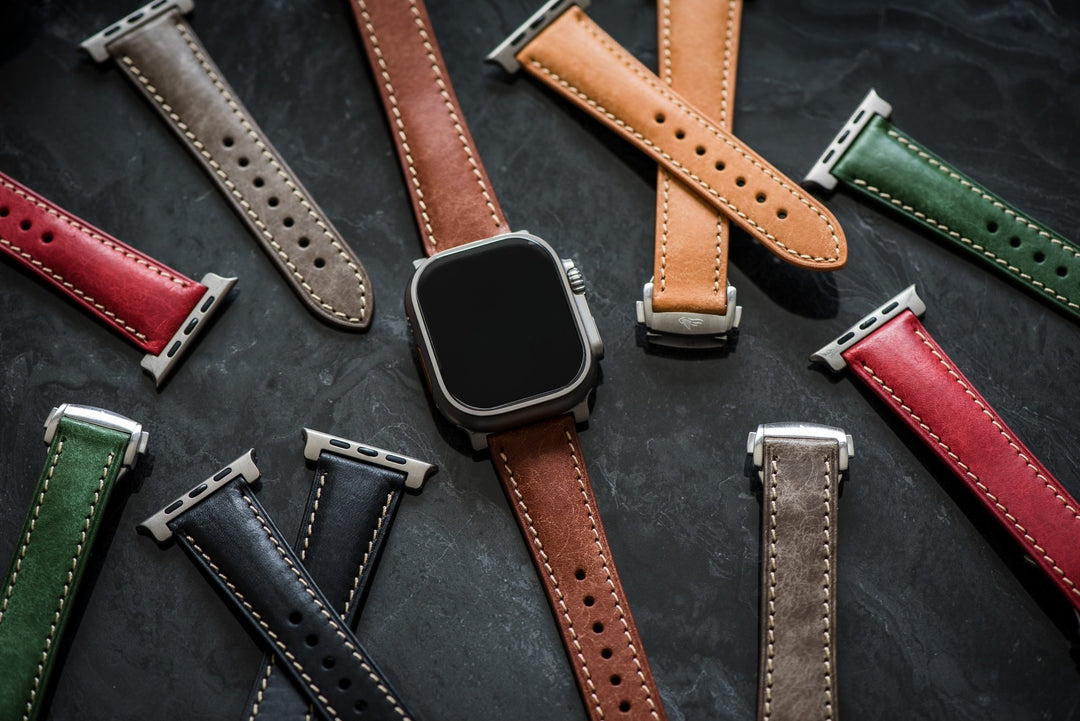 Leather Deploy Band - For Apple Watch ULTRA - Amber - BluShark Straps