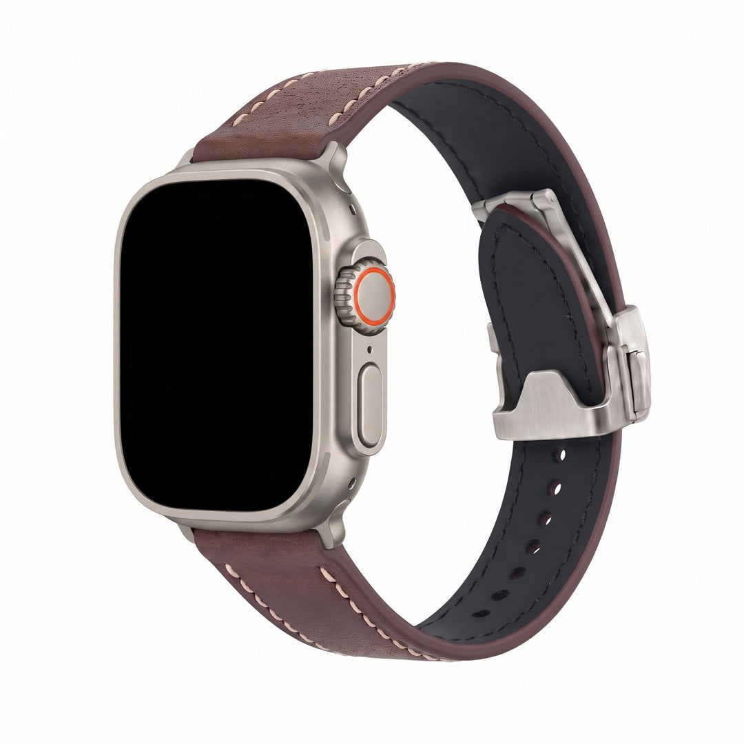 Leather Deploy Band - For Apple Watch ULTRA - Bronzite - BluShark Straps