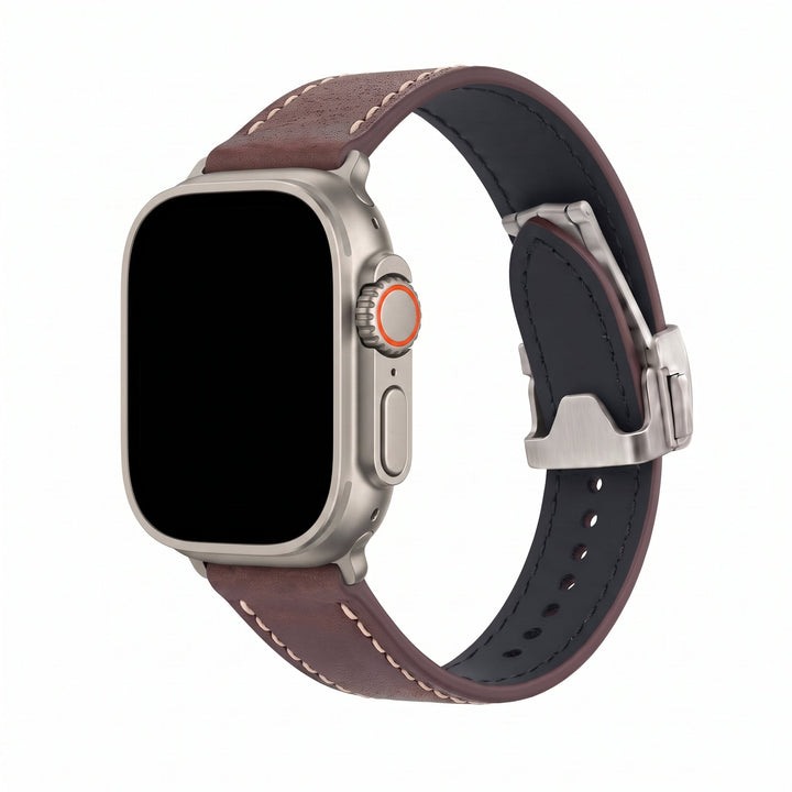 Leather Deploy Band - For Apple Watch ULTRA - Bronzite - BluShark Straps