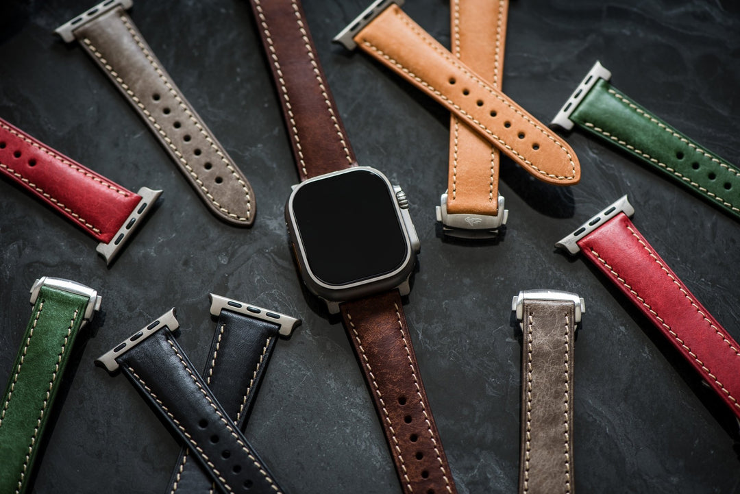 Leather Deploy Band - For Apple Watch ULTRA - Bronzite - BluShark Straps