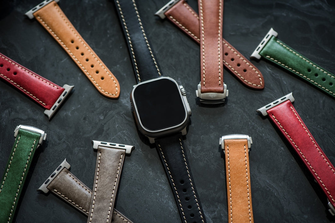 Leather Deploy Band - For Apple Watch ULTRA - Onyx - BluShark Straps