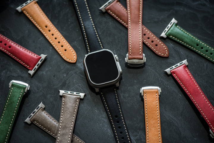 Leather Deploy Band - For Apple Watch ULTRA - Onyx - BluShark Straps