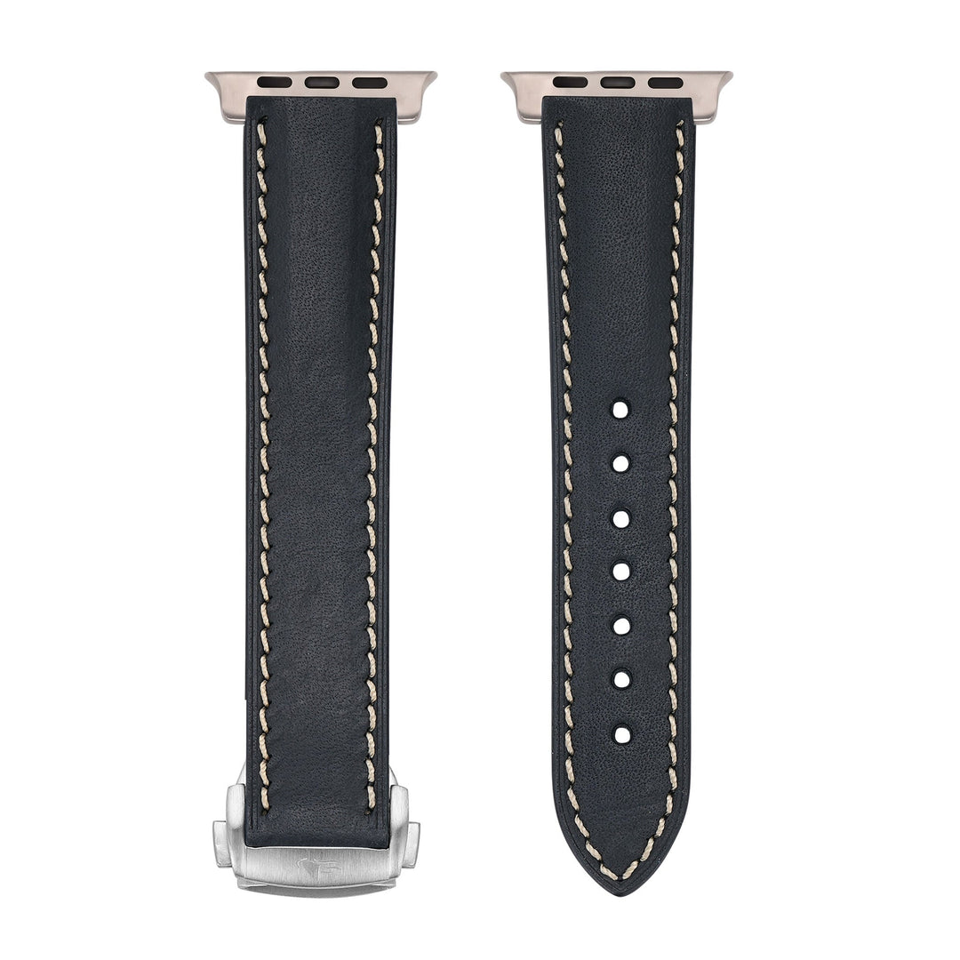 Leather Deploy Band - For Apple Watch ULTRA - Onyx - BluShark Straps