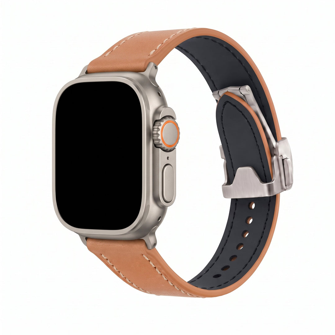 Leather Deploy Band - For Apple Watch ULTRA - Sandstone - BluShark Straps