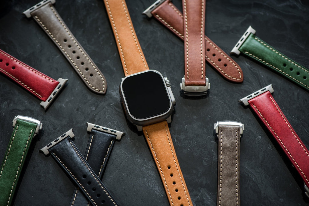 Leather Deploy Band - For Apple Watch ULTRA - Sandstone - BluShark Straps