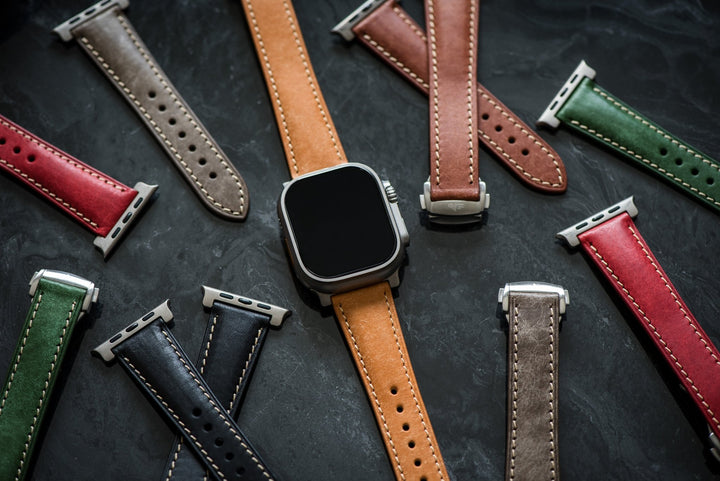 Leather Deploy Band - For Apple Watch ULTRA - Sandstone - BluShark Straps