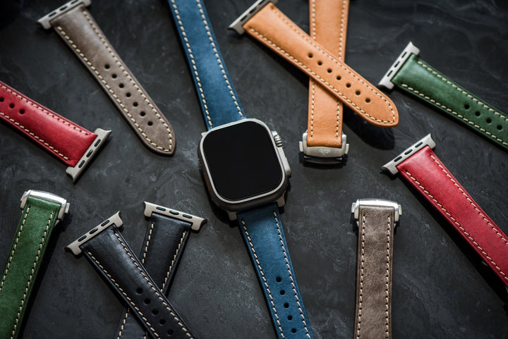 Leather Deploy Band - For Apple Watch ULTRA - Sapphire - BluShark Straps