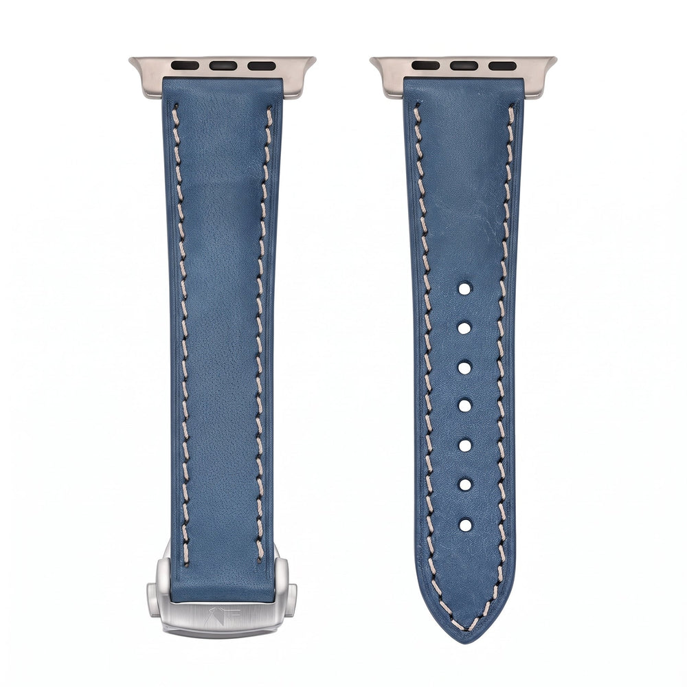 Leather Deploy Band - For Apple Watch ULTRA - Sapphire - BluShark Straps