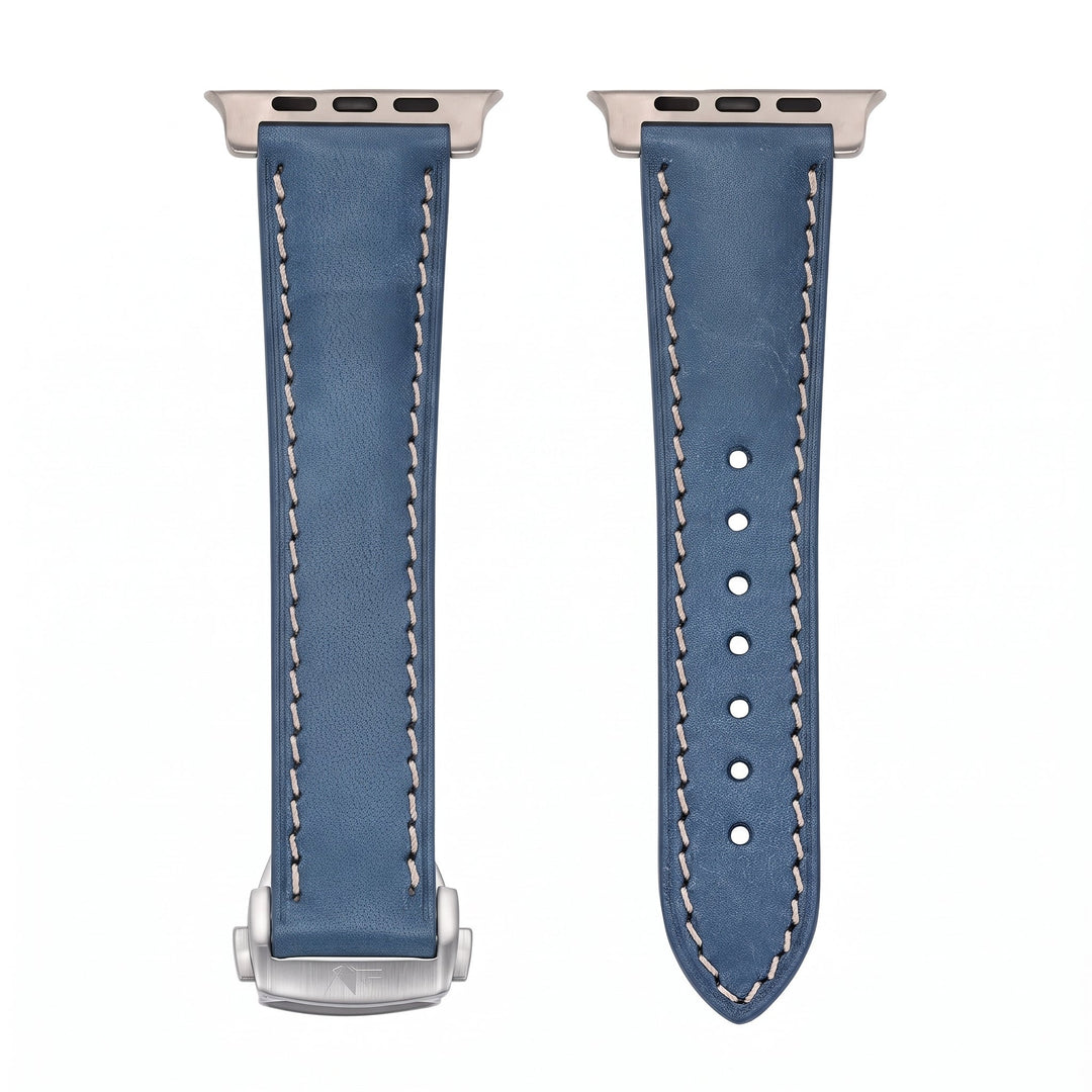 Leather Deploy Band - For Apple Watch ULTRA - Sapphire - BluShark Straps