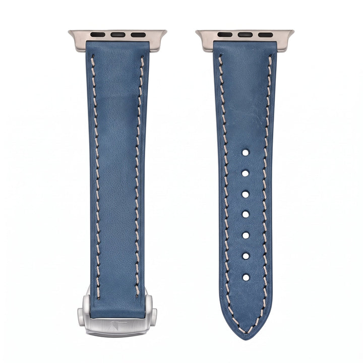 Leather Deploy Band - For Apple Watch ULTRA - Sapphire - BluShark Straps